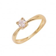 Anel em Ouro 18K Solitário com Zircônias Branca    