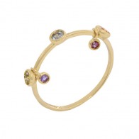 Anel Fino Mix Color com Pedras Naturais