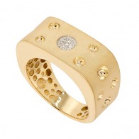 Anel em Ouro 18k Luna Fosco/Polido com 7 Brilhantes