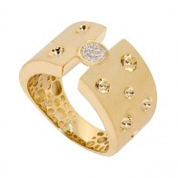 Anel em Ouro 18k Luna Fosco/Polido com 7 Brilhantes