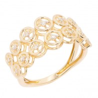 Anel em Ouro 18k Aqua Círculos Polido com 14 Brilhantes