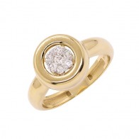 Anel em Ouro 18k Contorno Polido com 7 Brilhantes