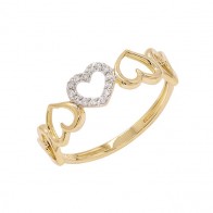 Anel em Ouro 18k Amada Polido com 14 Brilhantes