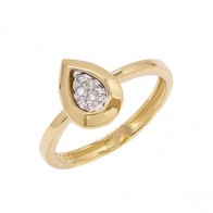 Anel em Ouro 18k Angular Gota Polido com 8 Brilhantes