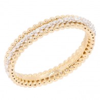 Anel em Ouro 18k Arum Bolinhas Polidas Bicolor com 24 Brilhantes