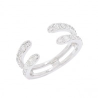 Anel em Ouro Branco 18k 2 Fios Aberto com 36 Diamantes