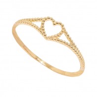 Anel Ouro 18k Coração Trabalhado com Bolinhas