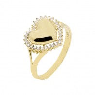 Anel em Ouro 18k Coração Polido Cravejado com 30 Brilhantes