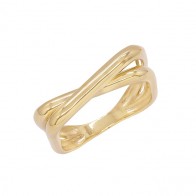 Anel em Ouro 18k 3 Fios Cruzado Quadrado Polido