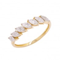 Anel em Ouro 18k Navetes Bicolor 7 Brilhantes 