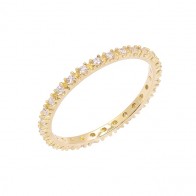 Aliança em Ouro 18K Inteira com Zircônias Branca 1.30mm