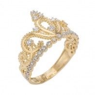 Anel coroa trabalhada com Zircônias