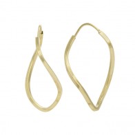 Brinco em Ouro 18k Argola Navete Torcida Fio Quadrado