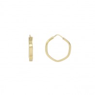 Brinco em Ouro 18k  Argola Fio Quadrado Sextavada Nº 2.5