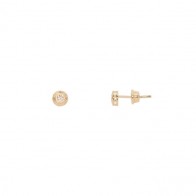 Brinco em Ouro 18k Redondo Chanfrado com 2 Diamantes 4 Pontos