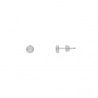 Brinco em Ouro Branco 18k Redondo Chanfrado com 2 Diamantes 4 Pontos