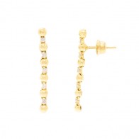 Brinco Ouro 18k Bolinhas Polidas com 10 Brilhantes 