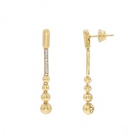 Brinco em Ouro 18k Palito Bolinhas Degradês com 18 Brilhantes