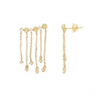 Brinco em Ouro 18k Ear Cuff Bolinhas Polidas com 18 Brilhantes