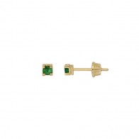 Brinco em Ouro 18k Solitário com 2 Esmeraldas 10 Pontos Cada