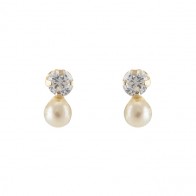 Brinco Pérola com Zircônia Branca 