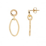 Brinco em Ouro 18k Circulo Vazado com Pingente Elo Oval Polido