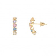 Brinco em Ouro 18k Aparador com Zircônias Coloridas