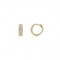 Brinco em Ouro 18k  Argola Micro Cravejada com 24 Zircônia