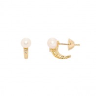 Brinco em Ouro Charming Perola 5.50mm com 6 Brilhantes