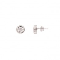 Brinco em Ouro Branco 18k Contorno com 14 Brilhantes