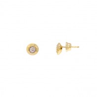 Brinco em Ouro 18k Angular Redondo Polido com 14 Brilhantes