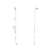 Brinco em Ouro 18k Brise Longo Navetes Degrades Tricolor Fosco/Polido