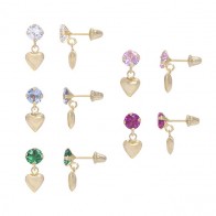 Brinco Cálice com Coração  4mm  Zircônia