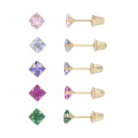 Brinco em Ouro 18k Quadrado 3x3 Zircônia