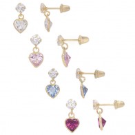 Brinco Cálice 3mm com Coração e 2 Zircônia