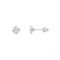 Brinco Cálice Branco 4mm Zircônia Branca