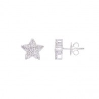 Brinco em Ouro Branco 18k Estrela com 44 Diamantes 