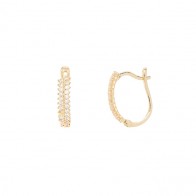 Brinco em Ouro 18k Argola U Cravejada com Zircônias 