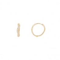 Brinco em Ouro 18k Argola Onda Cravejada com Zircônias