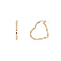 Brinco em Ouro 18k Argola Coração Oco Fio Quadrado 3mm Polido Diâmetro 20.90mX22.70m