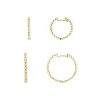 Brinco em Ouro 18k Argola com Bolinhas Polida M e G