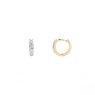 Brinco em Ouro 18k Argola Bicolor com 6 Brilhantes Pequena