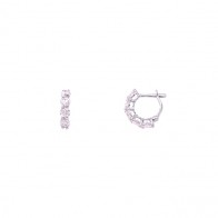 Brinco em Ouro 18k Branco Argola com 10 Diamantes 5.0 Pontos cada 0.50cts