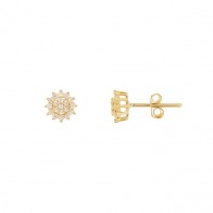 Brinco em Ouro 18k Chuveiro Flor com Zircônias Brancas