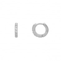 Brinco Branco Argola Fina Com Zirconia