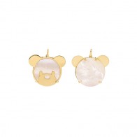 Pingente em Ouro 18k Urso com Madrepérola Redondo 20mm