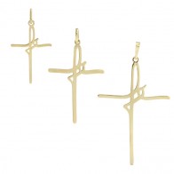 Pingente em Ouro 18k Crucifixo Fé - P M e G