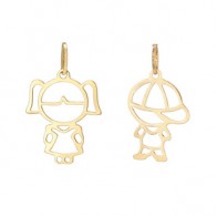 Pingente em Ouro 18k Menina/Menino Vazado - P