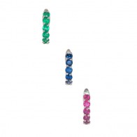 Piercing em Ouro Branco 18k  Argola com Pedras 6 Preciosas 2.50mm