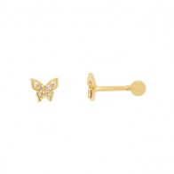 Piercing em Ouro 18k Tragus Borboleta com Zircônias